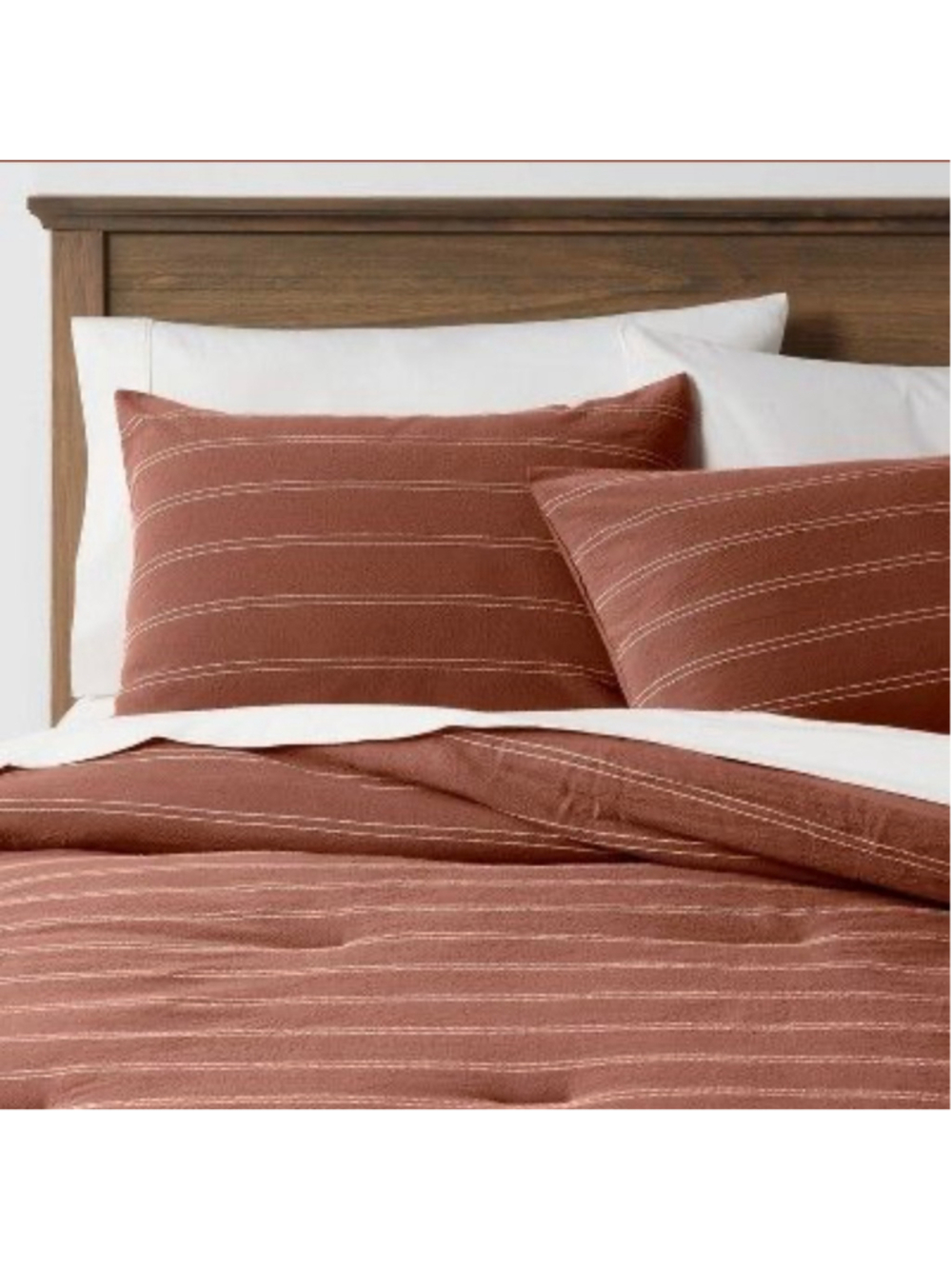 Threshold Queen Duvet Set Rust White Striped Bedding Cotton